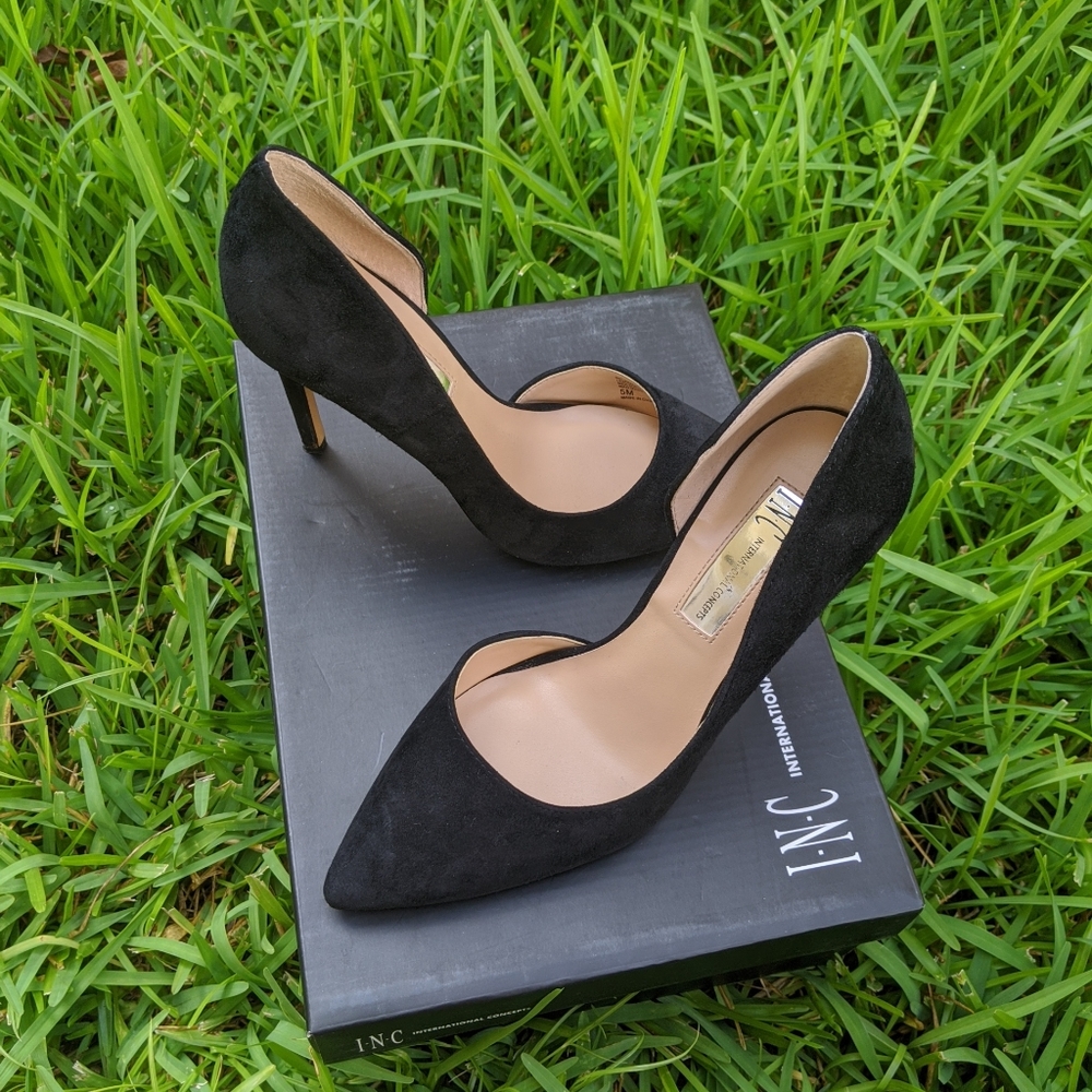 INC Black Suede High Heels
